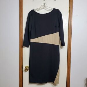 Ann Taylor Sz 4 Black & Tan Colorblock Sheath Dress